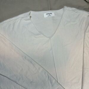 Zenana Outfitters Off-White V-Neck Sweater